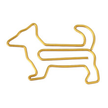 100 stuks paperclips in de vorm van een hond, creatief en schattig, verguld metalen bladwijzerpaperclips voor studenten, goudkleurig.