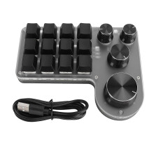 USB Macro Mechanical Gaming Keyboard 12 Keys 4 Knobs Wireless Bluetooth Wired USB Programmable Hot Swappable Red Switch