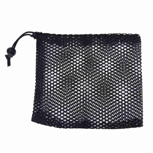 Black Nylon Mesh Drawstring Pouch Golf Balls Holder Storage Bag (M) 1
