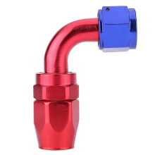 AN8 Fuel Line Hose End Swivel Fitting Oil Cooler Adapter Blue and Red Color Anodized 90??