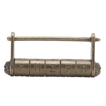Antiek cijferslot, vintage Chinees deurslot met wachtwoord, hangslot voor kast of dressoir.