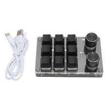 Mechanisches Gaming-Keypad mit 9 Tasten und 2 Drehknöpfen, klein, kabellos, USB-Anschluss, Dual-Mode, OSU-Keypad, DIY-programmierbare Tastatur