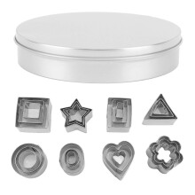Cookie Cutters Set Round Star Flower Heart Square Rectangle Triangle Stainless Steel Cutters for Baking