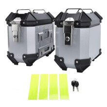 18-Liter-Motorradseitenkoffer aus Aluminiumlegierung, Hartschalenkoffer mit Sicherheitsschloss und Tragegriff für Helmgepäck, Silber