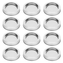 12 Stück 70 mm runde, geteilte Deckel für Einmachgläser mit normaler Öffnung, geeignet für Gewürze und Honig (XH00177 Silber)