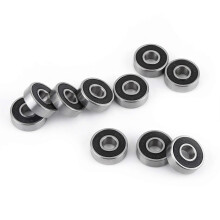 10 stuks 608-2RS kogellagers, dubbelzijdig, zwart, met rubberen afdichting, diepe groef