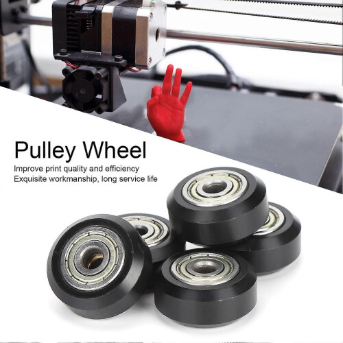 5Pcs POM Pulleys 625zz Bearing Passive Round Wheels Rollers Compatible for 3D PrinterBlack 2