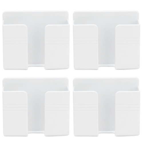 4pcs Wall Mounted Storage Shelf Punch Free Wall Remote Control Mobile Phone Charging Base StandHorizontal Stripe 1