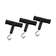 3pcs T Shape Handle Stainless Steel Hook Fishing Baiting Rig Tool(black)