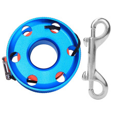 Edelstahl-Fingerspulenrolle in Blau mit fluoreszierender orangefarbener Schnur, Unterwasser-Schnorchelzubehör, 30 m