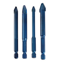 4 stuks boortjes met gebogen kop, antislip, 6,35 mm zeskantschacht, voor glas, beton en tegels