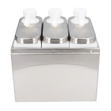 Sauce Dispenser Pump Salad Jam Seasoning Condiment Squeeze Pump Container with Base for Kitchen Restaurant 3 Pumps