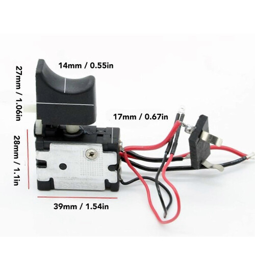 Cordless Drill Trigger Switch Speed Control Replacement CW CCW Adjustable with Small Light for Da Yi 12V Machine 7.2~24VDC 16A 2