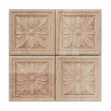 4Pcs Carving Checkered Applique Unpainted Decal for Furniture Decoration (D)