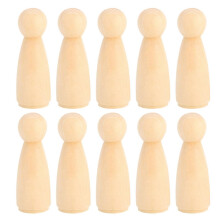 10 Stück 75 mm große weibliche DIY-Malpuppen aus Holz, Kinderfiguren zum Bemalen, Bastelspielzeug