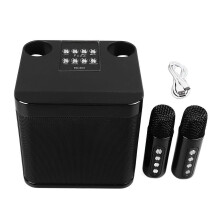 Tragbarer kabelloser Mini-Karaoke-Lautsprecher mit Bluetooth und 2 kabellosen Mikrofonen für Zuhause, Partys und Camping