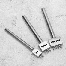 3PCS Spacing Punch Tool DIY Leather Craft Hole Punching Set Belt Hole Puncher(4mm??2+4+6?? )