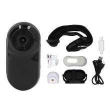 Pet Collar Camera 120 Deg Lens OTG Connection Video Recording Adjustable Magnetic Cat Sport Camera for Outdoor Black