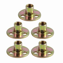 5 stuks T-moer flens 3 gaten gegalvaniseerd ijzer meubelbevestiging T-moer ronde voet M10
