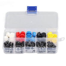 25 Pcs Set Round Tact Switch 12x12x7.3mm 4 Pin Momentary SMD PCB Tact Push Button Switch with Cap