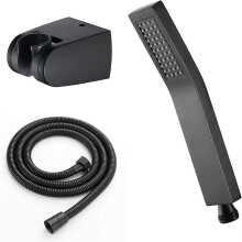 Handbrausekopf aus Messing mit Schlauch, Einzelfunktion, kalkabweisend, mit Wasserauslass, schwarz