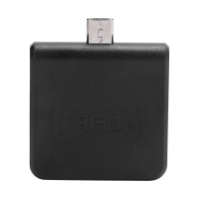 W86 Micro USB-kaartlezer voor mobiele telefoons, draagbaar, geschikt voor RFID- en mobiele ID-lezers voor Android (zwart)