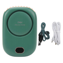 Hanging Neck Fan Portable USB Charging Leafless Fan Large Wind Power Display Hanging Neck Bladeless Small Fan Dark Green