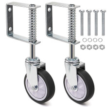 2 Pack Spring Loaded Gate Casters, 4 Inch Heavy Duty Gate Wheels, 360 Degree