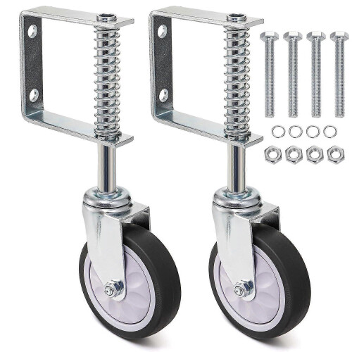 2 Pack Spring Loaded Gate Casters, 4 Inch Heavy Duty Gate Wheels, 360 Degree