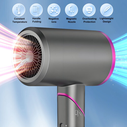 1800W ionisk hårtørrer med diffuser og koncentrator 1