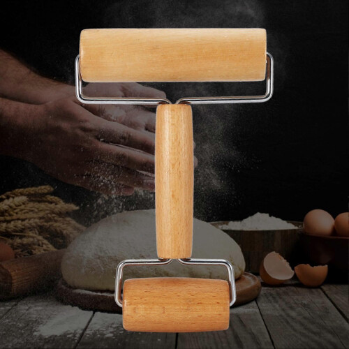 Rolling Pin Pastry and Pizza Baker Roller Wooden Baking Kitchen Utensils 2
