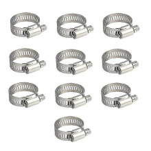 Set van 10 verstelbare slangklemmen/buisklemmen van 16-25 mm, roestvrij (16-25 mm)