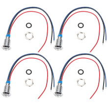 4 Sets PreWired Round LEDs Waterproof 2Color Indicator Light Common Anode 10mm 1224V(Red and Blue )