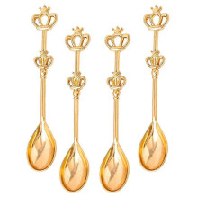 Crown Mini-Löffel, Crown Kaffeelöffel, golden, 10,00 x 2,00 x 2,00 cm, Teelöffel, 4 Stück