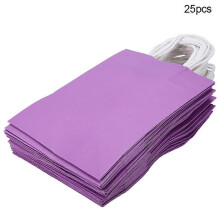 25 stuks geschenkzakjes van kraftpapier voor bruiloften, snoepzakjes met handvat, paars