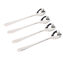 4er-Set Kaffeelöffel aus Edelstahl in Herzform, ideal zum Umrühren von Tee, Desserts und Zucker in Cafés.