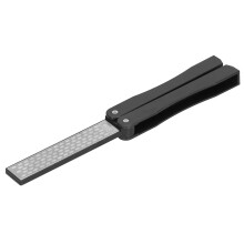 Messenslijper met dubbele zijden, waaiervormig, opvouwbaar, mini, draagbaar, voor het slijpen van tuin- en landbouwgereedschap.