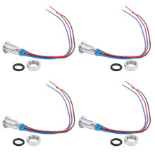 4 sets voorgemonteerde ronde LED's, 2 kleuren, waterdicht, metalen lampjes, gemeenschappelijke kathode, 8 mm, 36 V (rood en blauw)