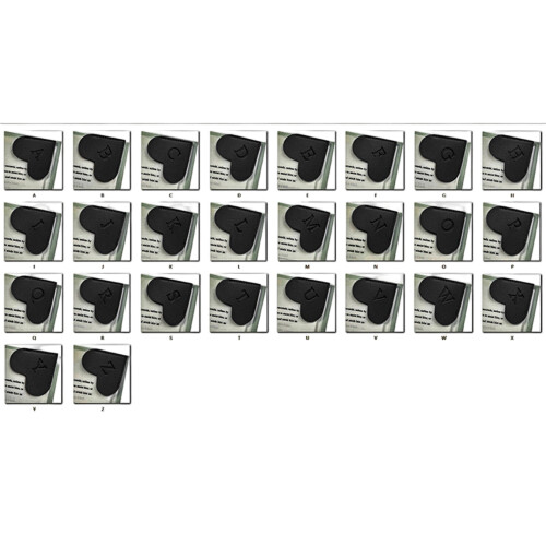 26Pcs Heart Shape PU Leather Corner Bookmarks Slip-Black