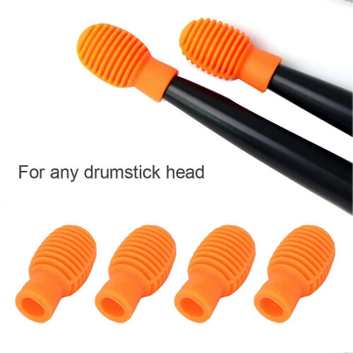 4Pcs Drum Stick Practice Tip Portable Silicone Mute Drumstick for Beginner Practicing Orange 2