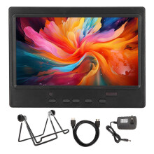 7-Zoll-Tragbarer Monitor (1024 x 600) mit HD-Multimedia-Schnittstelle (VGA/AV), PC-kompatibel, 100–240 V, Metallhalterung, US-Stecker
