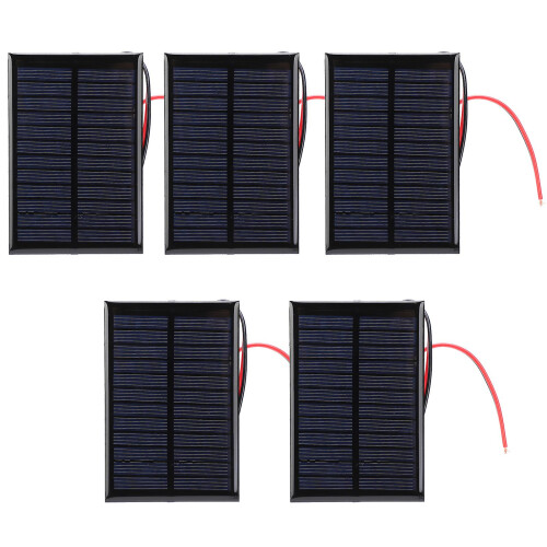 5Pcs Mini Solar Panel Epoxy Cell Board Power Module 30CM Red and Black Line 6V0.6W 1