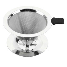 1 stuk roestvrijstalen pour-over koffiedripper met dubbellaags gaasfilter en kopjeshouder voor thuis en op kantoor