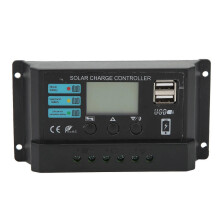 LCD-display zonnepaneelcontroller fotovolta?sche laadcontroller 12V 24V zelfaanpassend zwart 10A