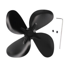 Ofenlüfterflügel aus hochtemperaturbeständiger Aluminiumlegierung, schwarz, Ersatzflügel für Kaminlüfter, 4 Flügel