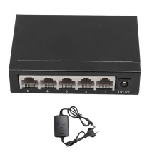 Ethernet Switch 5 Port Gigabit Ethernet Splitter Plug and Play Silent Operation Metal Network Hub for Laptop Game Console Printer 100?240V EU Plug