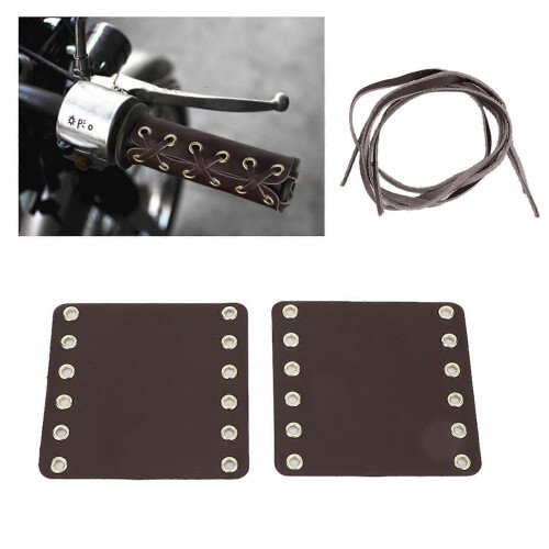 Motorcycle Leather Handlebar Hand Grip Covers Motorcycle Modification Accessories(Black) 2
