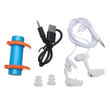 Swimming Water Proof MP3 Player 8GB Portable Aluminum Shell Music Player with Water Proof Earphones for Swimming Diving Surfing Running Blue