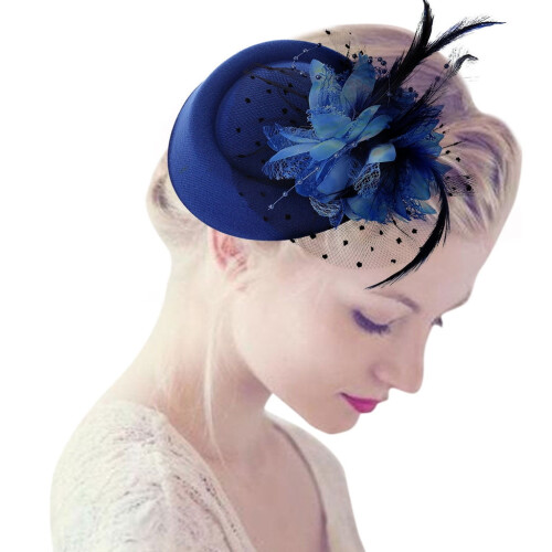 Fascinator-hodeplagg for kvinner med slør og blomst 2