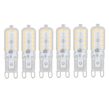 6 stuks G9 LED-lampen 5W met transparante kap, 22 LED's, dimbaar, geschikt voor plafondlamp, wandlamp en tafellamp, warm wit, 220-240V